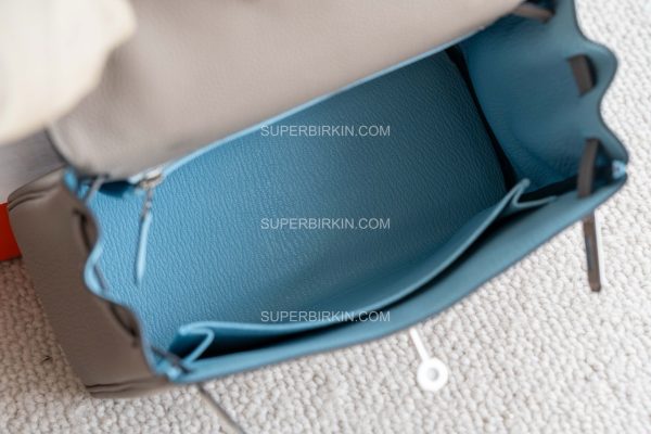 Hermes Kelly 25 togo M8 Gris Asphalte & 3P Blue Atoll PHW 沥青灰拼马卡龙蓝 银扣