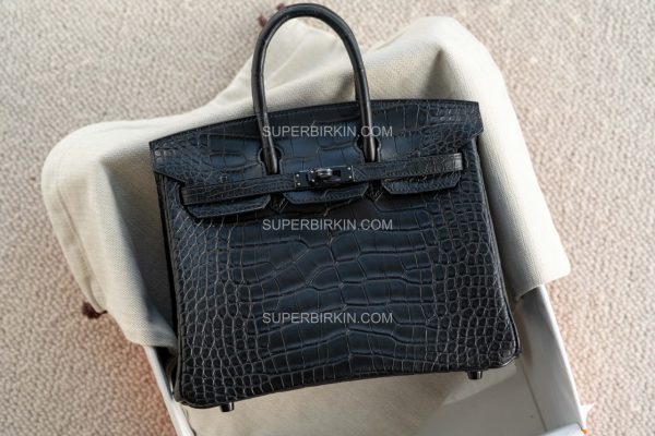 Hermes Birkin 25 SoBlack Matte Crocodile Alligator 黑色 鳄鱼皮 雾面
