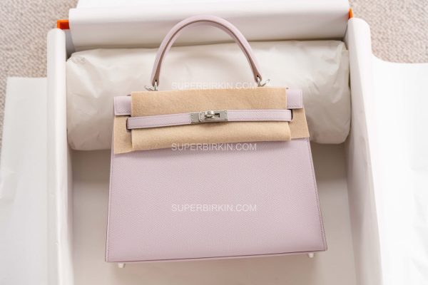 Hermes Kelly 25 Mauve Pale epsom Sellier PHW 09 梦幻紫粉