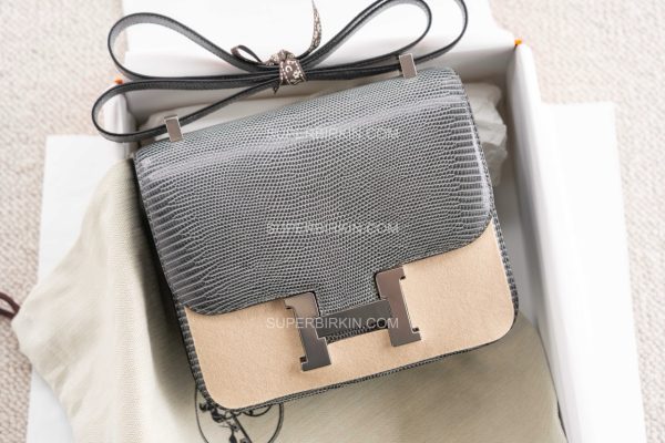 Hermès Constance24 84 Gris Foncé Lizard 麻绳灰 银扣 蜥蜴皮 PHW